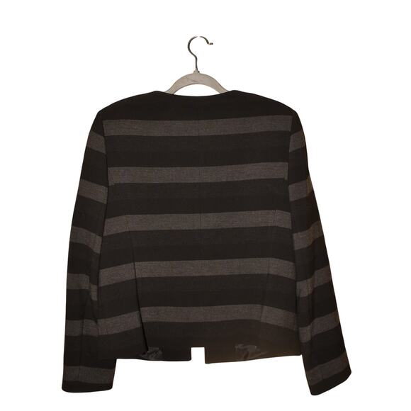 TAHARI ASL $129 Black Gray Striped Lined Long Sleeve Jacket Size 10 - Picture 2 of 3